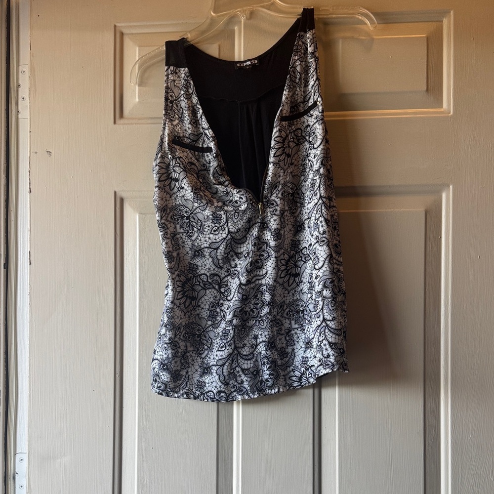 Black and White Floral Tank Top